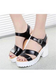 Women's Shoes Leatherette Platform Creepers Sandals Casual Black / Blue / White / Beige