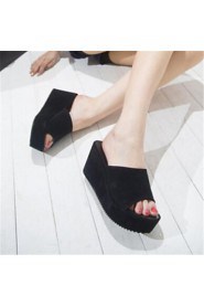 Women's Shoes Wedge Heel Peep Toe Sandals Casual Black/White