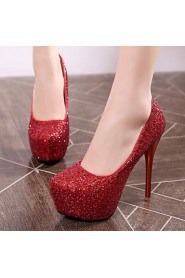 Women's Shoes Glitter / Customized Materials Stiletto Heel Heels Heels Wedding / Party & Evening / Red / Silver / Gold