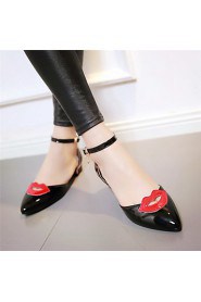 Women's Shoes Patent Leather Chunky Heel Heels / Pointed Toe Heels Party & Evening / Dress / Casual Black / White