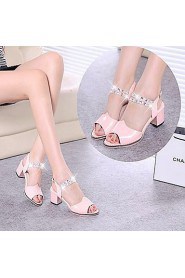 Women's Shoes Libo New Style Party / Dress / Casual Blue / White / Pink Chunky Heel Comfort Sandals
