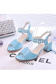 Women's Shoes Libo New Style Party / Dress / Casual Blue / White / Pink Chunky Heel Comfort Sandals