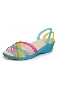Women's Shoes PU Platform Jelly / Open Toe Sandals Outdoor / Dress / Casual Blue / Yellow / Red
