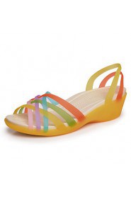 Women's Shoes PU Platform Jelly / Open Toe Sandals Outdoor / Dress / Casual Blue / Yellow / Red