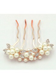 Golden Pearl Hair Combs Hair Jewerly for Wedding Party Lady