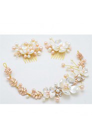 Women's / Flower Girl's Alloy / Imitation Pearl Headpiece-Wedding / Special Occasion Headbands / Hair Combs 3 Pieces