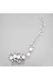 Women's / Flower Girl's Rhinestone / Alloy / Imitation Pearl Headpiece-Wedding / Special Occasion Hair Combs 1 Piece White Round
