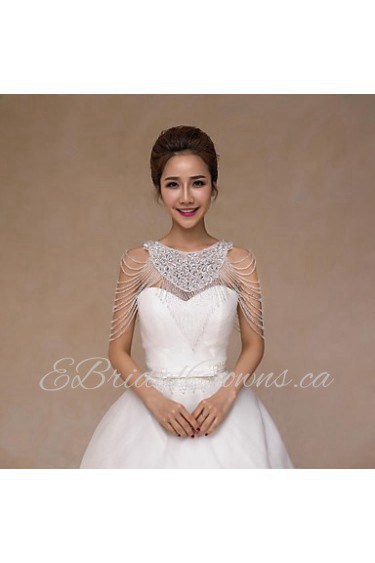 Wedding Wraps Collars Sleeveless Sequined Ivory Wedding Appliques / Crystal / Pearls / Sequin