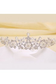Bride's Flower Shape Pearl Forehead Wedding Headdress Crown 1 PC
