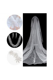 Wedding Accessories Set(Veil & Gloves & Headdress & Necklace & Earrings)