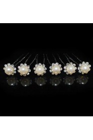 Beautiful Six Pieces Alloy Wedding Bridal Hairpins With Rhinestones And Imitation Pearls