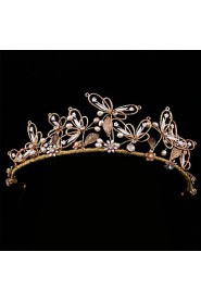 Bride's Butterfly Rhinestone Imitation Pearl Wedding Hair Accessories Crown Tiaras Headpiece 1 Pieces