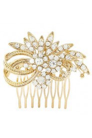 Golden /Silver Rhinestone Flower Hair Comb for Wedding Party Hair Jewelry