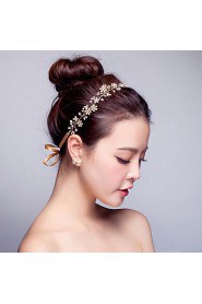 Handmade Pearl / Crystal Gold Plating Headpiece-Wedding / Special Occasion Flower Leaf Headbands 1 Piece