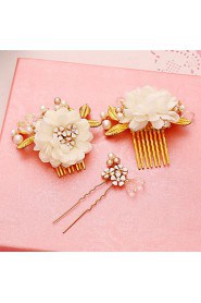 Women's Pearl / Alloy / Fabric Headpiece-Wedding / Special Occasion Hair Combs / Hair Pin 3 Pieces