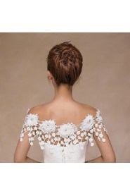 Wedding Wraps Collars Sleeveless Lace Ivory Wedding Appliques / Pearls