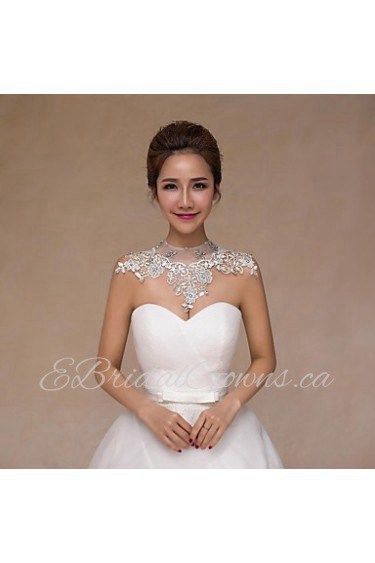 Wedding Wraps Collars Sleeveless Lace Ivory Wedding Crystal / Pearls