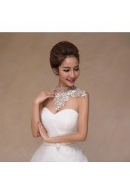 Wedding Wraps Collars Sleeveless Lace Ivory Wedding Crystal / Pearls