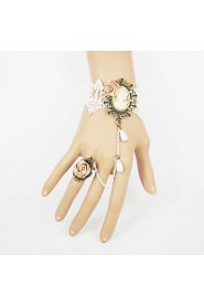 Beauty Head European Royal Rose Lace Bracelet Ring Set