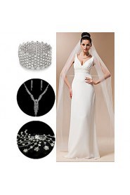Wedding Accessories Set(Veil & Headdress & Necklace & Earrings & Bracelet)
