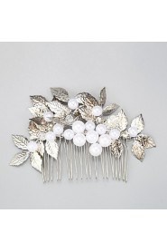 Women's / Flower Girl's Alloy / Imitation Pearl Headpiece-Wedding / Special Occasion Hair Combs 1 Piece Silver Round