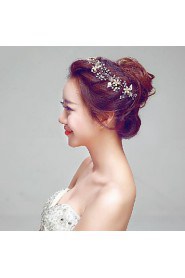 Champagne Gold Gorgeous Rhinestones Wedding/Party Bridal Headpieces with Imitation Pearls