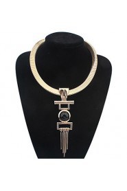 Exaggerated Punk Crude Snake Chain Tassel Black Gem Necklace