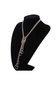 Unique Multi-layer Metallic Circle Ring Necklace Sweater Chain