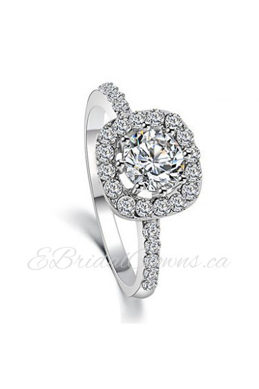 Fashion Temperament Crystal Zircon Silver Wedding Ring Exquisite Holiday Gifts