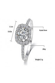 Fashion Temperament Crystal Zircon Silver Wedding Ring Exquisite Holiday Gifts