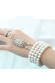 Pearl Rhineston Bracelet Wrist Corsage Ring for Party & Wedding (1 pc)