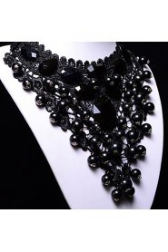 Women's Luxury Black Lace Statement Necklace Collar Necklace