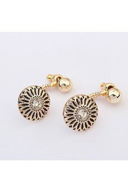 Double Rose Sunflower Shape Gold Elegant Earrings