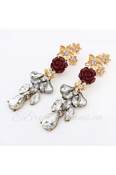 Crystal Rose Wedding With A Long Paragraph Fashion Earrings