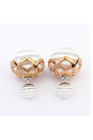 Korea Pearl Earrings To Wear Double Sided Pure Color Shiny Flower Earrings