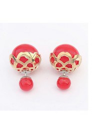 Korea Pearl Earrings To Wear Double Sided Pure Color Shiny Flower Earrings