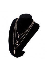 Smooth Angel Wings Multi-layer Cross Alloy Necklace