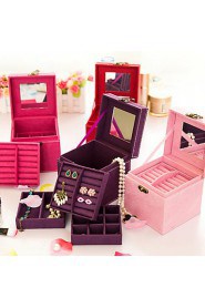 Korean Style Princess Wood Double Desks Jewelry Box(Red,Purple,Pink)(1Pc)
