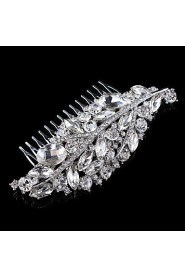 Vintage Wedding Party Bridal Bridesmaid Round Diamond Drop Crystal Leaf Hair Comb For Women