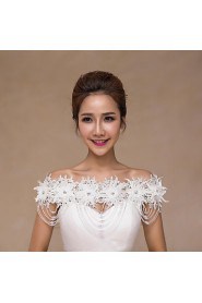 Wedding Wraps Collars Sleeveless Lace Ivory Wedding Appliques / Lace / Pearls