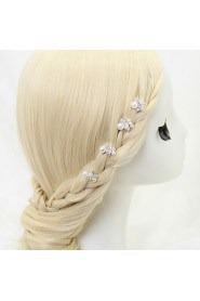Women's / Flower Girl's Crystal / Alloy / Imitation Pearl Headpiece-Wedding / Special Occasion Hair Pin 4 Pieces White Round