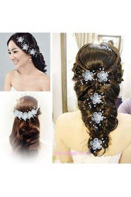 Bride's Flower Pearl Forehead Wedding Headdress Hair Clip 1 PC