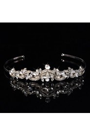 Bridal Crown Silver Tiara Queen Flower Leaf Butterfly Crystal/Diamond Leaf Hairclips Headpiece Wedding/Party
