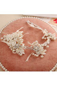 Women's Pearl / Rhinestone / Alloy Headpiece-Wedding / Special Occasion Headbands 1 Piece White Round