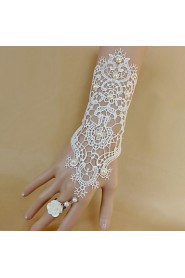 Fashion White Lace Vintage Hallow Flower Bracelet Ring Set