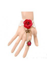 Bow Ring Lace White Roses Bracelet