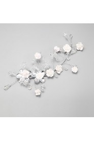 Women's / Flower Girl's Crystal / Alloy Headpiece-Wedding / Special Occasion Flowers 1 Piece White Round
