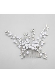 Women's / Flower Girl's Rhinestone / Alloy / Imitation Pearl Headpiece-Wedding / Special Occasion Hair Combs 1 Piece Round