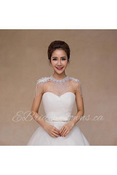 Wedding Wraps Collars Sleeveless Sequined Ivory Wedding Crystal / Pearls