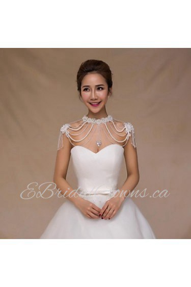 Wedding Wraps Collars Sleeveless Sequined Ivory Wedding Appliques / Pearls